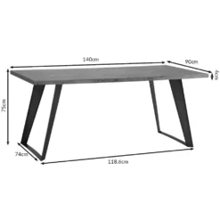 Industrial Oak 1.4m Fixed Top Dining Table -Furniture Specialty Store 1.4 table