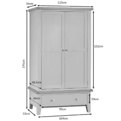 Suffolk Grey Painted Oak 2 Door Wardrobe With Drawer 14 Suffolk Grey Painted Oak 2 Door Wardrobe With Drawer -Furniture Specialty Store 2dr 2
