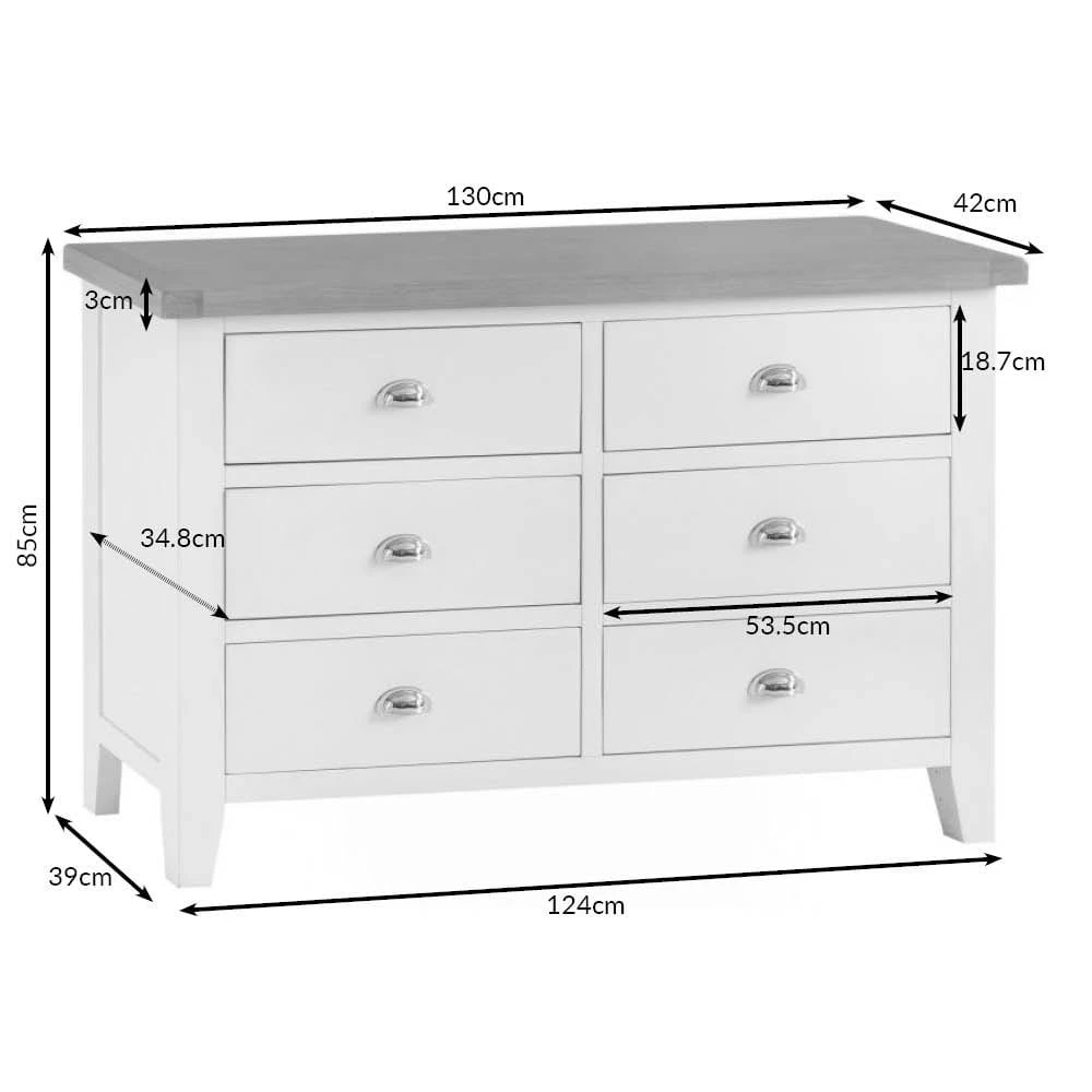 Suffolk Grey Painted Oak Chest Of 6 Drawers 4 Suffolk Grey Painted Oak Chest Of 6 Drawers - Image 4