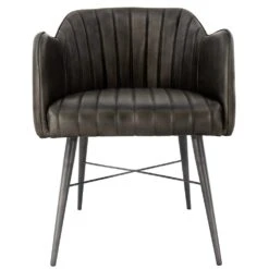 Shoreditch Industrial Walnut Brown Winged Leather & Iron Dining Chair -Furniture Specialty Store CH502 DG 01