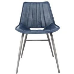 Shoreditch Industrial Retro Blue Leather & Iron Dining Chair -Furniture Specialty Store CH503 BL 01