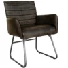 Shoreditch Industrial Walnut Brown Retro Winged Leather & Iron Dining Chair