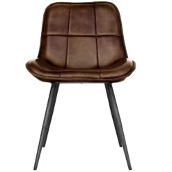 Shoreditch Industrial Brown Square Panel Leather & Iron Dining Chair -Furniture Specialty Store CH506 BR 02