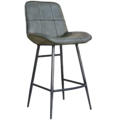 Shoreditch Industrial Grey Square Panel Leather Bar Stool