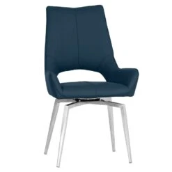 Milan Chrome Blue Swivel Dining Chair