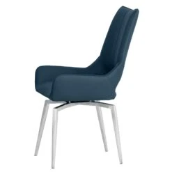 Milan Chrome Blue Swivel Dining Chair -Furniture Specialty Store CH56 BL 04