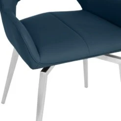 Milan Chrome Blue Swivel Dining Chair -Furniture Specialty Store CH56 BL 07