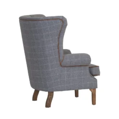 Vintage Grey Check Fluted Wing Chair In Tweed -Furniture Specialty Store CH74 CG 2