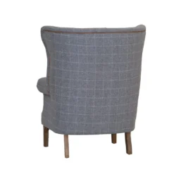 Vintage Grey Check Fluted Wing Chair In Tweed -Furniture Specialty Store CH74 CG 3