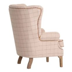 Vintage Natural Check Fluted Wing Chair In Tweed -Furniture Specialty Store CH74 CN 2