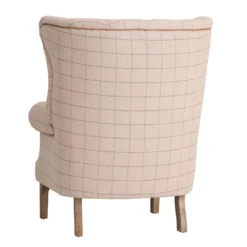 Vintage Natural Check Fluted Wing Chair In Tweed -Furniture Specialty Store CH74 CN 3