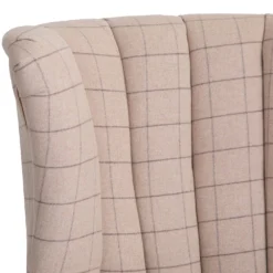 Vintage Natural Check Fluted Wing Chair In Tweed -Furniture Specialty Store CH74 CN 5