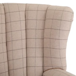Vintage Natural Check Fluted Wing Chair In Tweed -Furniture Specialty Store CH74 CN 7