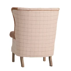 Vintage Natural Check Fluted Wing Chair In Leather And Tweed 15 Vintage Natural Check Fluted Wing Chair In Leather And Tweed -Furniture Specialty Store CH75 CN 3