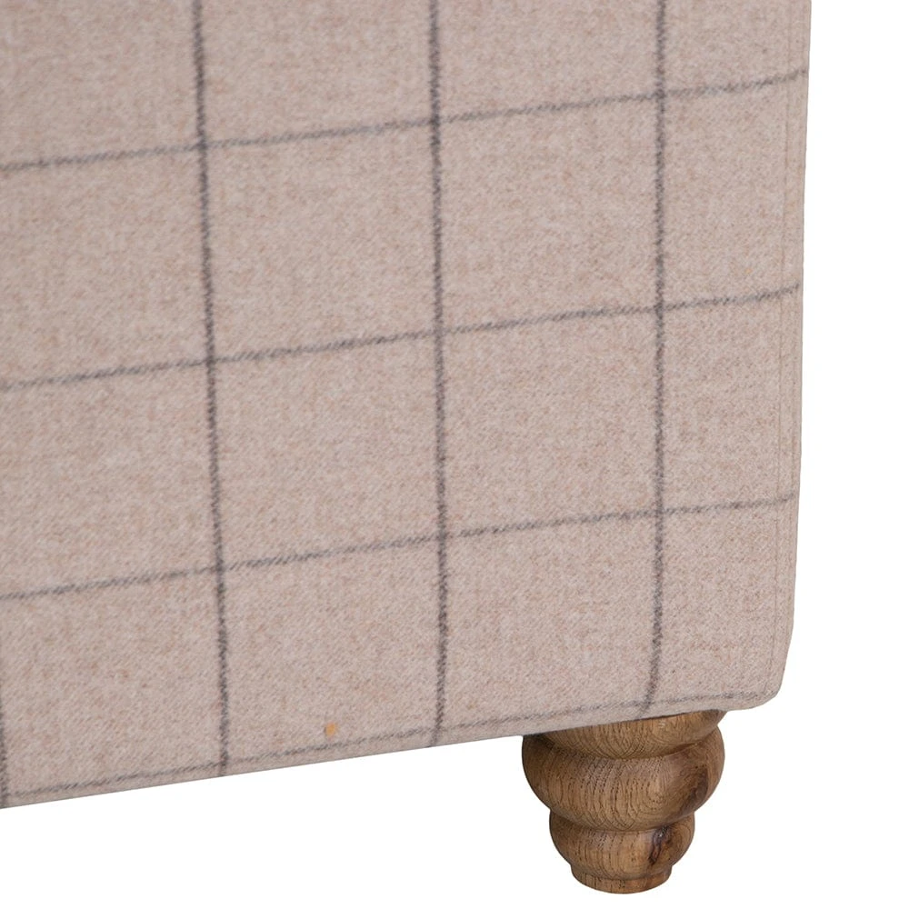 Vintage Natural Check End Table In Tweed With Glass Top 5 Vintage Natural Check End Table In Tweed With Glass Top - Image 5