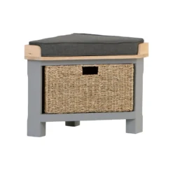 Dorset Storm Grey Painted Oak Corner Hall Bench -Furniture Specialty Store CL CHB SG 1