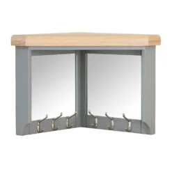 Dorset Storm Grey Painted Oak Corner Mirrored Coat Rack -Furniture Specialty Store CL CHBT SG 4