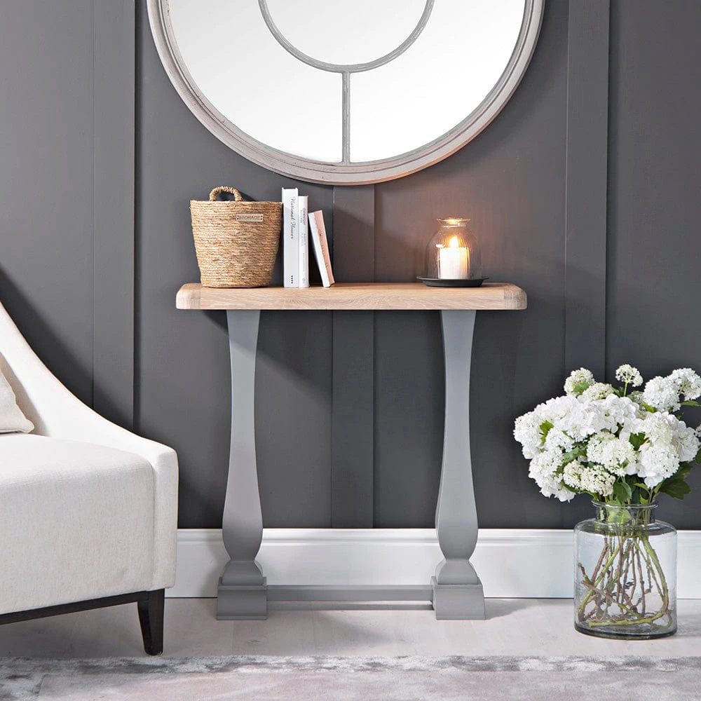 Dorset Storm Grey Painted Oak Console Table 1 Dorset Storm Grey Painted Oak Console Table