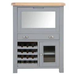 Dorset Storm Grey Painted Oak Drinks Cabinet With Wine Rack -Furniture Specialty Store CL DBU SG 11