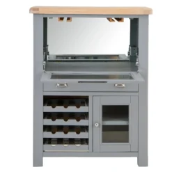 Dorset Storm Grey Painted Oak Drinks Cabinet With Wine Rack -Furniture Specialty Store CL DBU SG 12