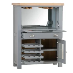 Dorset Storm Grey Painted Oak Drinks Cabinet With Wine Rack -Furniture Specialty Store CL DBU SG 13