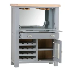 Dorset Storm Grey Painted Oak Drinks Cabinet With Wine Rack -Furniture Specialty Store CL DBU SG 2