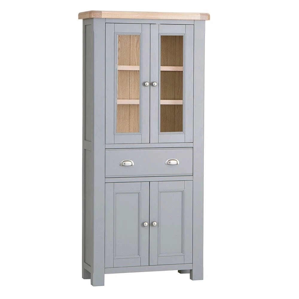 Dorset Storm Grey Painted Oak Glass Display Cabinet 2 Dorset Storm Grey Painted Oak Glass Display Cabinet - Image 2