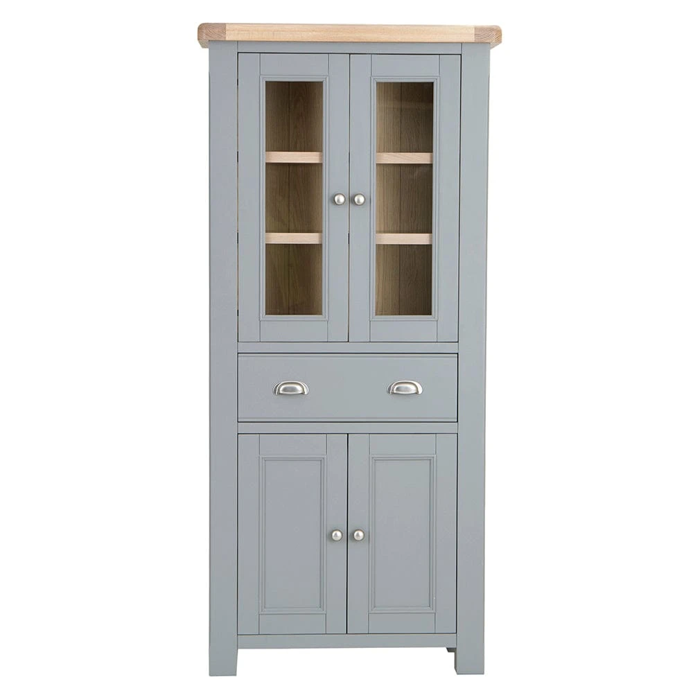 Dorset Storm Grey Painted Oak Glass Display Cabinet 12 Dorset Storm Grey Painted Oak Glass Display Cabinet - Image 12