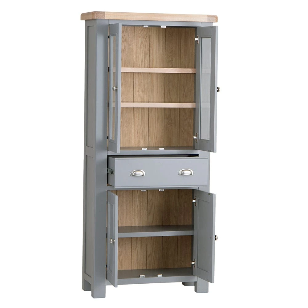 Dorset Storm Grey Painted Oak Glass Display Cabinet 3 Dorset Storm Grey Painted Oak Glass Display Cabinet - Image 3