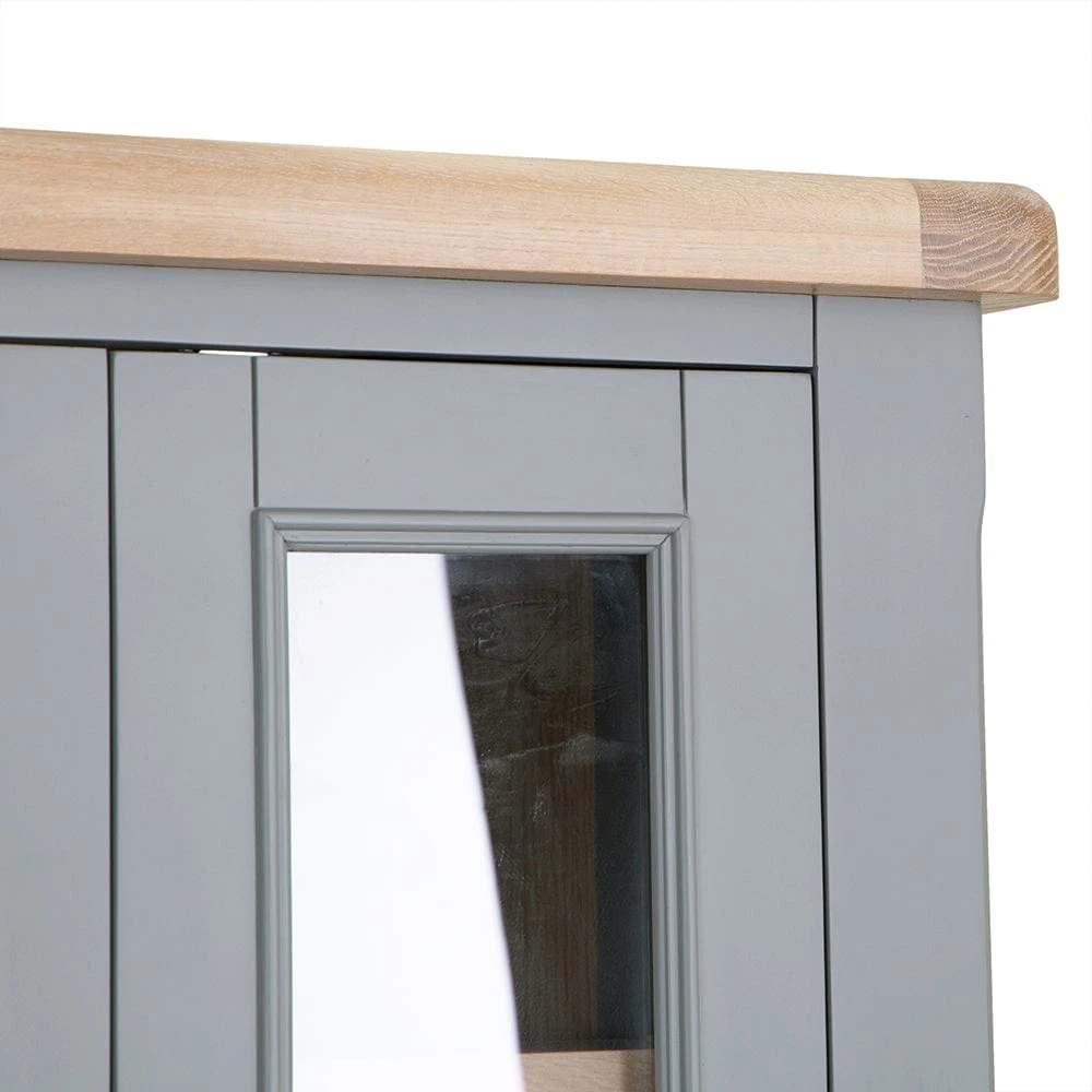 Dorset Storm Grey Painted Oak Glass Display Cabinet 9 Dorset Storm Grey Painted Oak Glass Display Cabinet - Image 9