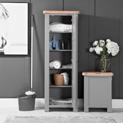 Dorset Storm Grey Painted Oak Laundry Cupboard