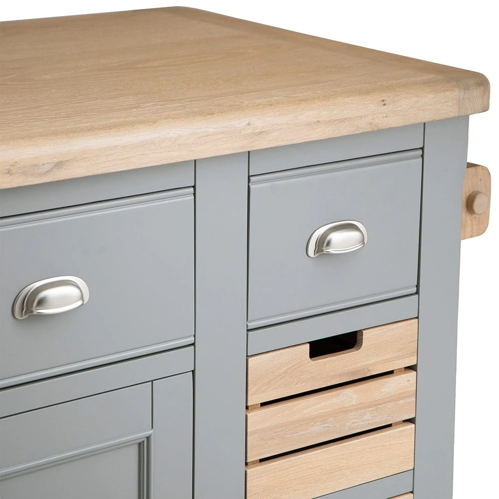 Dorset Storm Grey Painted Oak Large Kitchen Island 8 Dorset Storm Grey Painted Oak Large Kitchen Island - Image 8