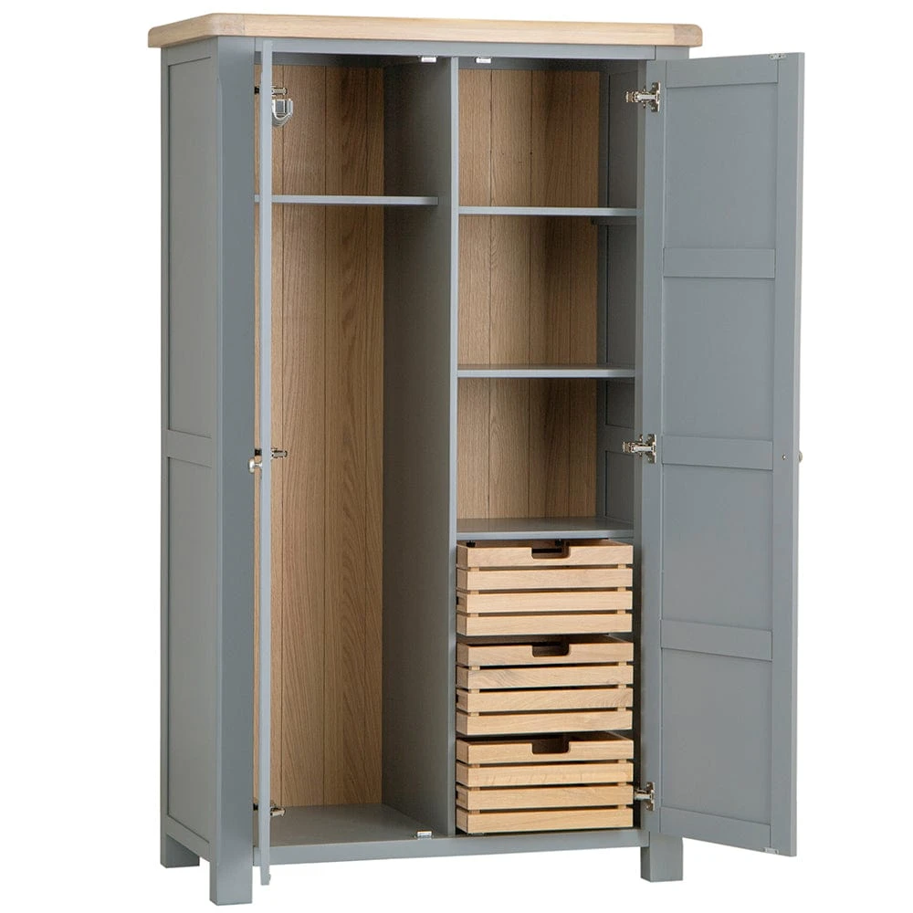 Dorset Storm Grey Painted Oak Large Utility Cupboard 4 Dorset Storm Grey Painted Oak Large Utility Cupboard - Image 4