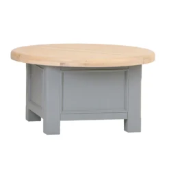 Dorset Storm Grey Painted Oak Round Coffee Table With Storage -Furniture Specialty Store CL RCT SG 1