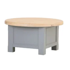 Dorset Storm Grey Painted Oak Round Coffee Table With Storage -Furniture Specialty Store CL RCT SG 3