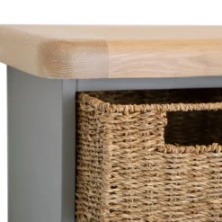 Dorset Storm Grey Painted Oak Small Coat Rack With Wicker Baskets -Furniture Specialty Store CL SHBT SG 3