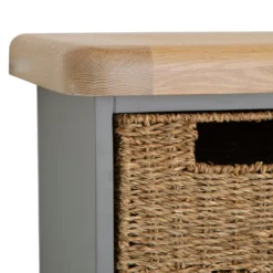 Dorset Storm Grey Painted Oak Small Coat Rack With Wicker Baskets -Furniture Specialty Store CL SHBT SG 4