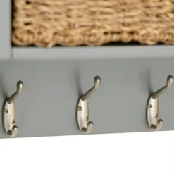 Dorset Storm Grey Painted Oak Small Coat Rack With Wicker Baskets -Furniture Specialty Store CL SHBT SG 5