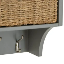 Dorset Storm Grey Painted Oak Small Coat Rack With Wicker Baskets -Furniture Specialty Store CL SHBT SG 6