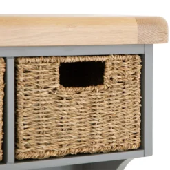 Dorset Storm Grey Painted Oak Small Coat Rack With Wicker Baskets -Furniture Specialty Store CL SHBT SG 7