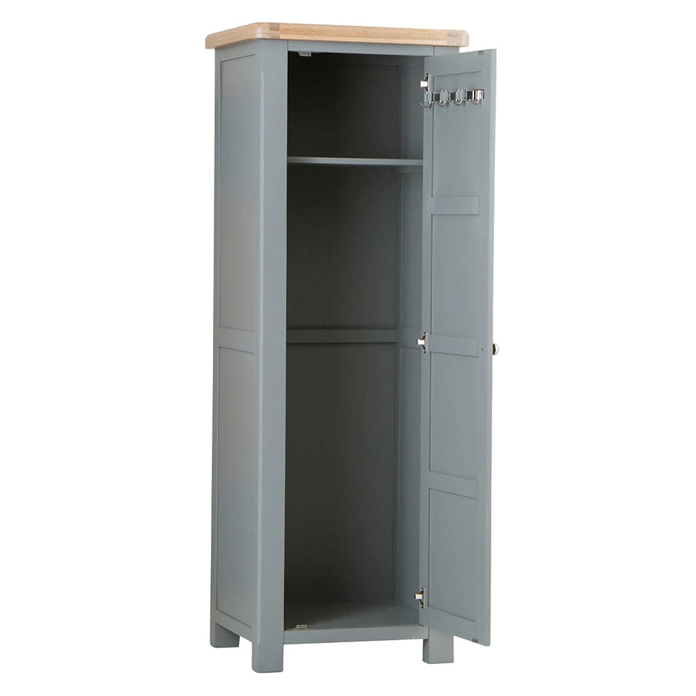 Dorset Storm Grey Painted Oak Slim Utility Cupboard 4 Dorset Storm Grey Painted Oak Slim Utility Cupboard - Image 4