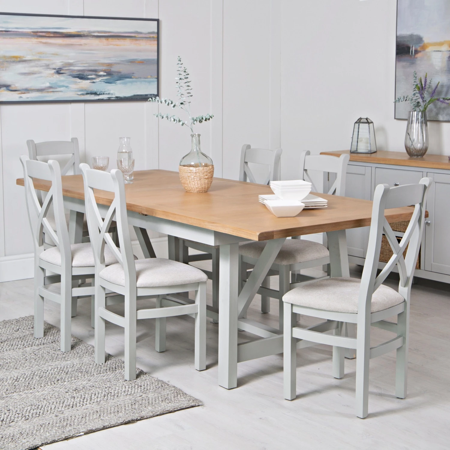 Eaton Grey Painted Oak 1.8m Butterfly Extending Dining Table 2 Eaton Grey Painted Oak 1.8m Butterfly Extending Dining Table - Image 2