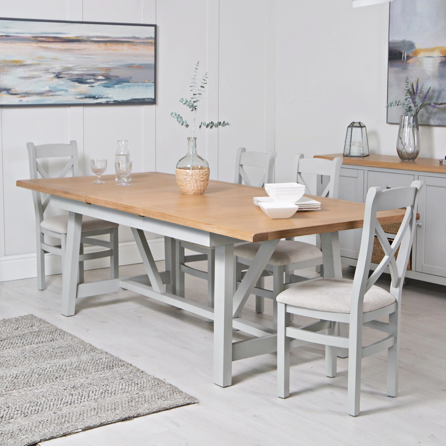 Eaton Grey Painted Oak 1.8m Butterfly Extending Dining Table 1 Eaton Grey Painted Oak 1.8m Butterfly Extending Dining Table