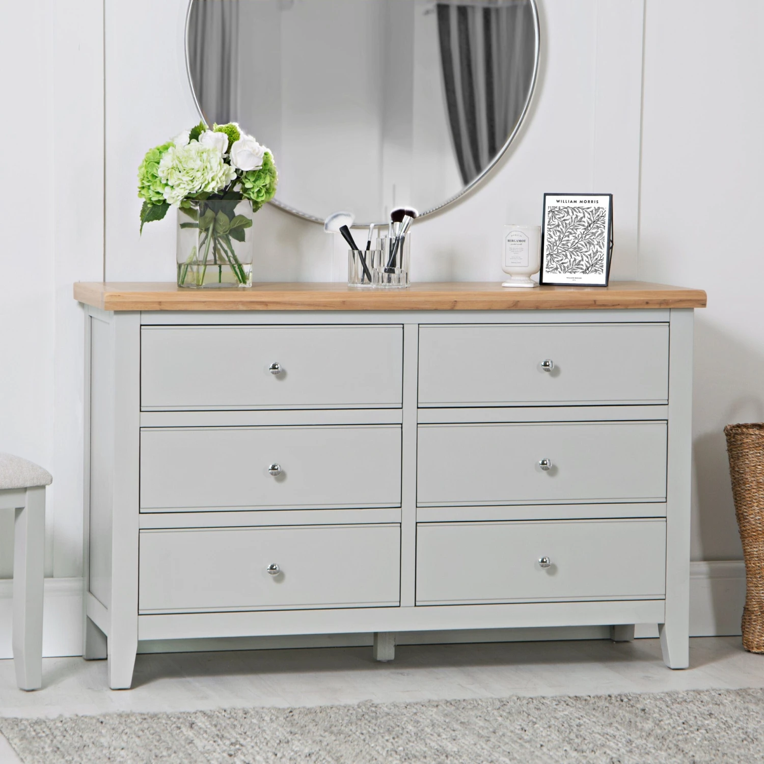 Eaton Grey Painted Oak 6 Drawer Chest 1 Eaton Grey Painted Oak 6 Drawer Chest