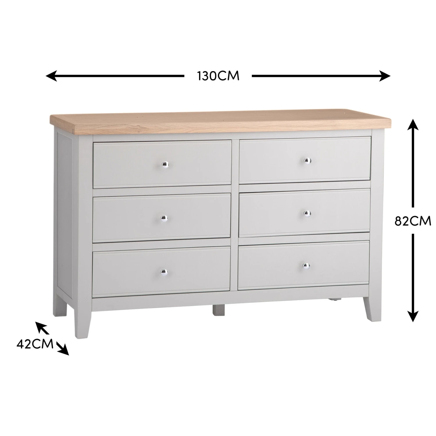 Eaton Grey Painted Oak 6 Drawer Chest 9 Eaton Grey Painted Oak 6 Drawer Chest - Image 9