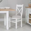 Eaton White Painted Oak Cross Back Dining Chair Fabric Seat