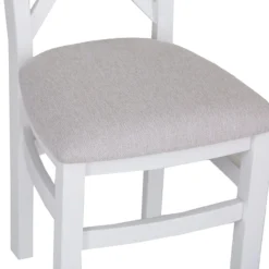 Eaton White Painted Oak Cross Back Dining Chair Fabric Seat -Furniture Specialty Store EA CBCF W2Large
