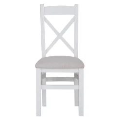 Eaton White Painted Oak Cross Back Dining Chair Fabric Seat -Furniture Specialty Store EA CBCF W3Large
