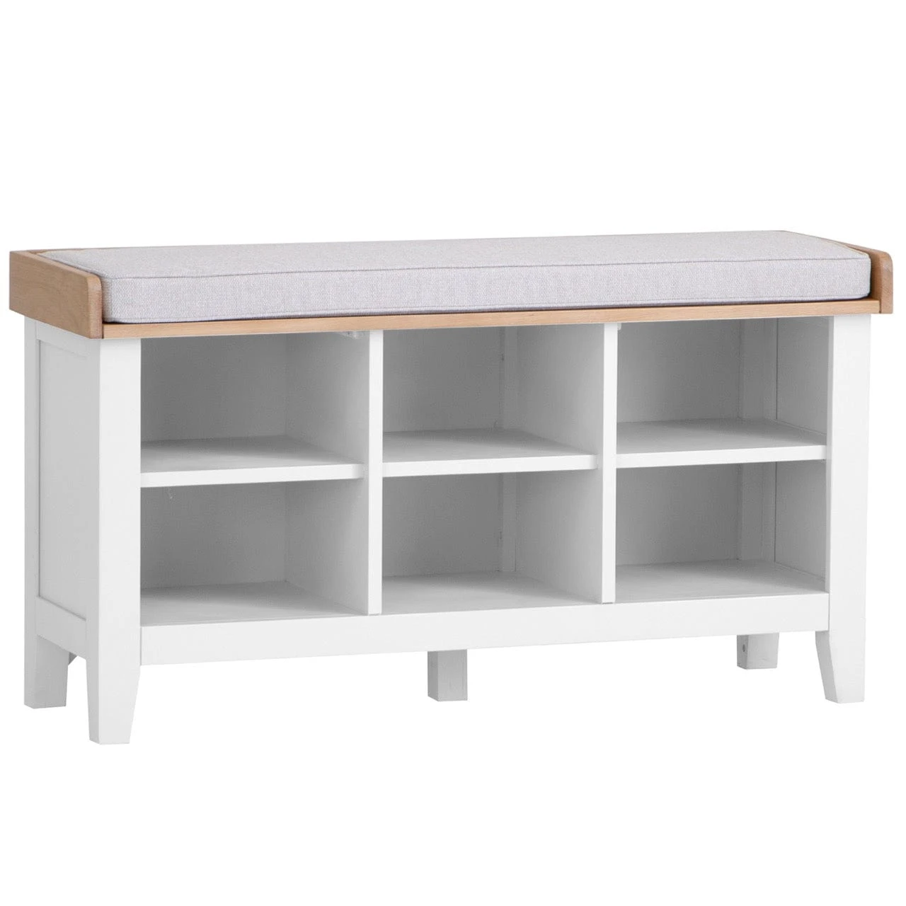 Eaton White Painted Oak Large Hall Bench 2 Eaton White Painted Oak Large Hall Bench - Image 2