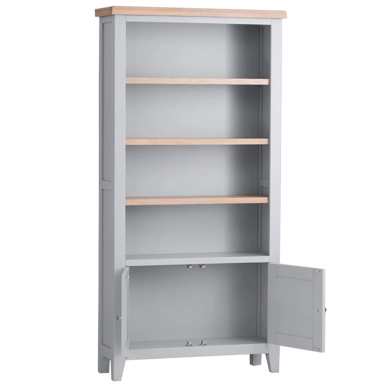 Eaton Grey Painted Oak Large Wide Bookcase 3 Eaton Grey Painted Oak Large Wide Bookcase - Image 3